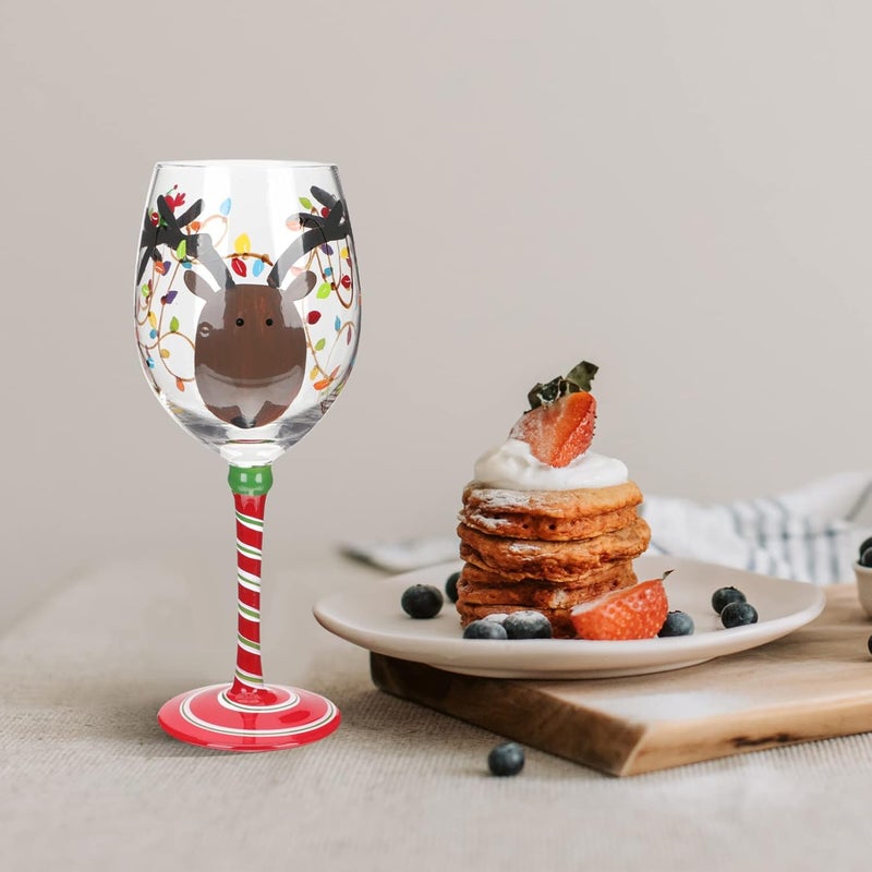 woobles Christmas Wine Glasses with Stem,Christmas Wine Glass Adorable Wine Goblet Xmas Elements Glass Cup Party Glass Cup,Christmas Glassware As Shown Two 22x8cm - Image 5