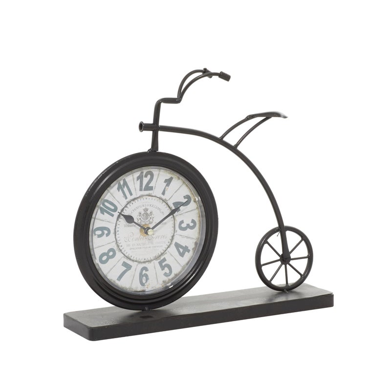 Deco 79 Metal Decorative Clock Bike Mantel Clock Tabletop Clock 13 x 3 x 12 Brown