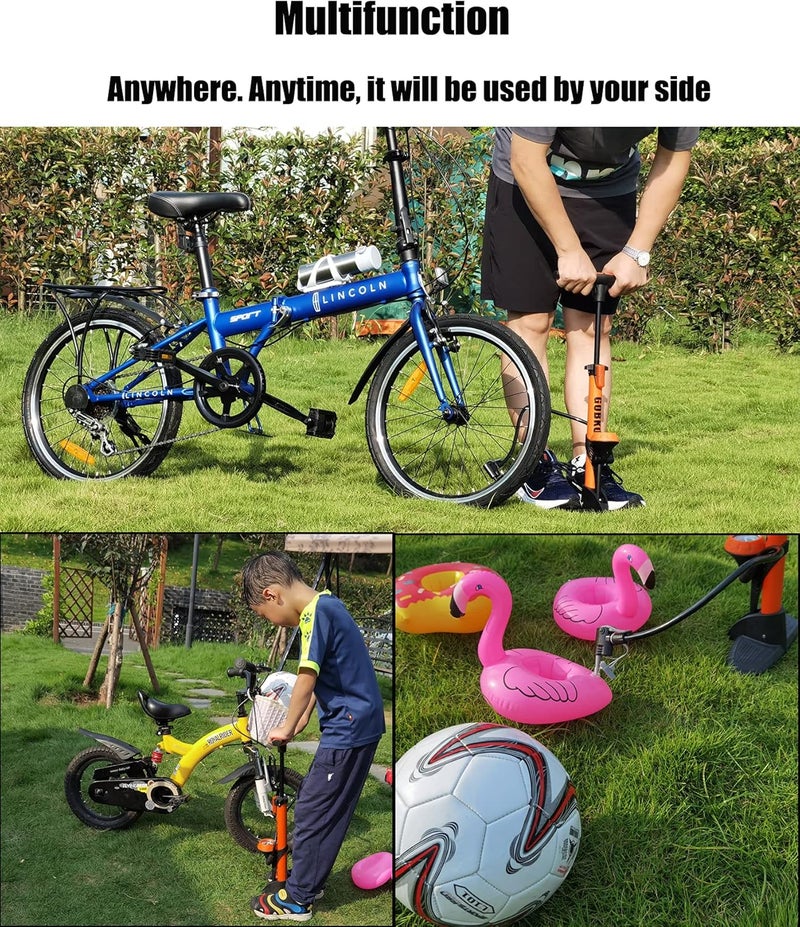 GOBKO Bike Pump with Gauge,Bicycle Floor Pump for Presta and Schrader Valves Bike Tire Pumps Inflator High Pressure 160PSI & 11BAR Portable Air Pump for Road Bike Car MTB Sports Balls - Image 5