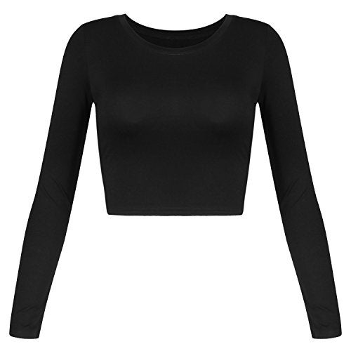 Artivaly Womens Long Sleeve Crop Tops Basic Teen Girl Clothes Casual Cute Yoga Shirts Layering Slim Fitted Workout T-Shirt Black - Image 1