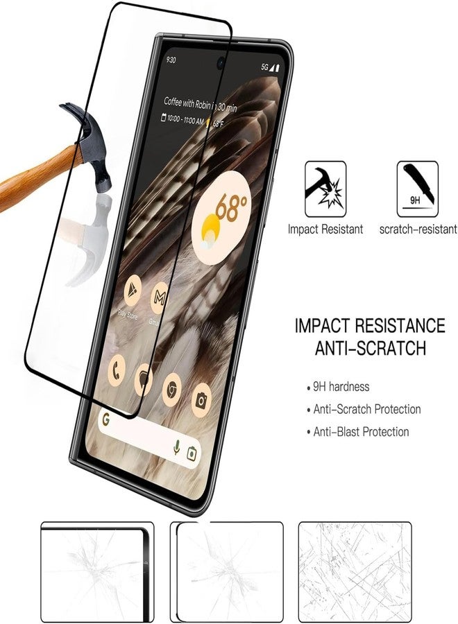 Guizzcg 2 Pack Screen Protector for Goo-gle Pixel Fold 2023, 2 Tempered Glass Screen Protector,Case Friendly,Scratch Resistant,HD-Clear,Clear Black - Image 4