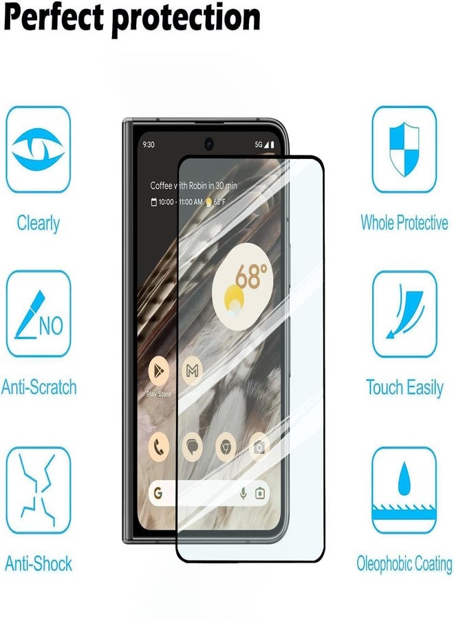 Guizzcg 2 Pack Screen Protector for Goo-gle Pixel Fold 2023, 2 Tempered Glass Screen Protector,Case Friendly,Scratch Resistant,HD-Clear,Clear Black - Image 2