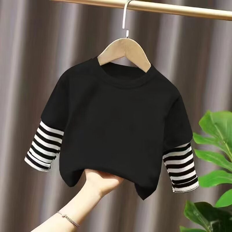 Girls' Simple Long-Sleeved T-Shirt Children'S Summer Casual Baby Western Style Top T-Shirt - Image 4