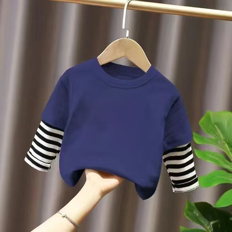 Girls' Simple Long-Sleeved T-Shirt Children'S Summer Casual Baby Western Style Top T-Shirt - Image 3