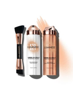 Airbrush Spray Silk Foundation Starter Kit - Fair - Foundation, Primer & Dual-Sided Angled Buffing Brush - Medium, Buildable Coverage, Anti-Aging Formula Hydrates & Moisturizes