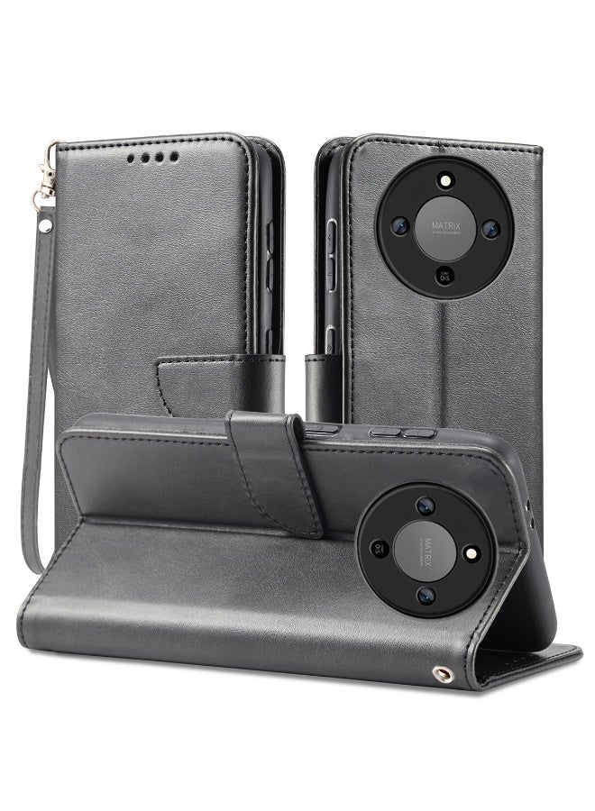 ICARLUS For Honor X9d 5G Case PU Leather Calf Texture Phone Cover - Black - Image 1