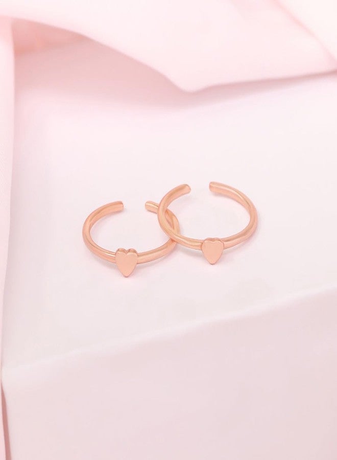 ZAVYA 925 Sterling Silver Heart Rose Gold Plated Toe Ring | Gifts for Women| With Certificate of Authenticity and 925 Hallmark - Image 2