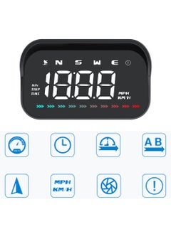 فورتي شاشة عرض رأسية للسيارة الذكية، عداد السرعة الرقمي HUD GPS لشاشة السيارة LCD عداد السرعة السرعة المرهقة تنبيه الغوص بوصلة إنذار للسرعة الزائدة لجميع المركبات، مقياس إمالة مستوى ميل السيارة  - Image 1