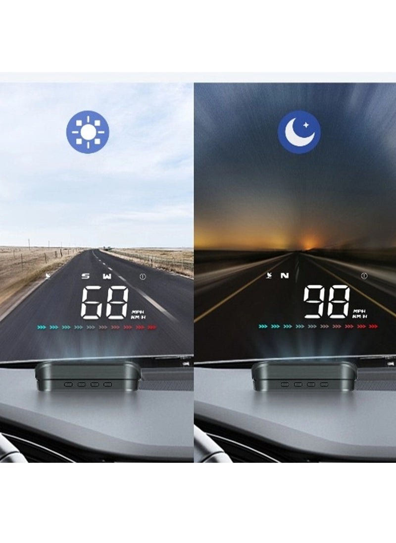 فورتي - شاشة عرض رأسية للسيارة الذكية، عداد السرعة الرقمي HUD GPS لشاشة السيارة LCD عداد السرعة السرعة المرهقة تنبيه الغوص بوصلة إنذار للسرعة الزائدة لجميع المركبات، مقياس إمالة مستوى ميل السيارة - Image 1