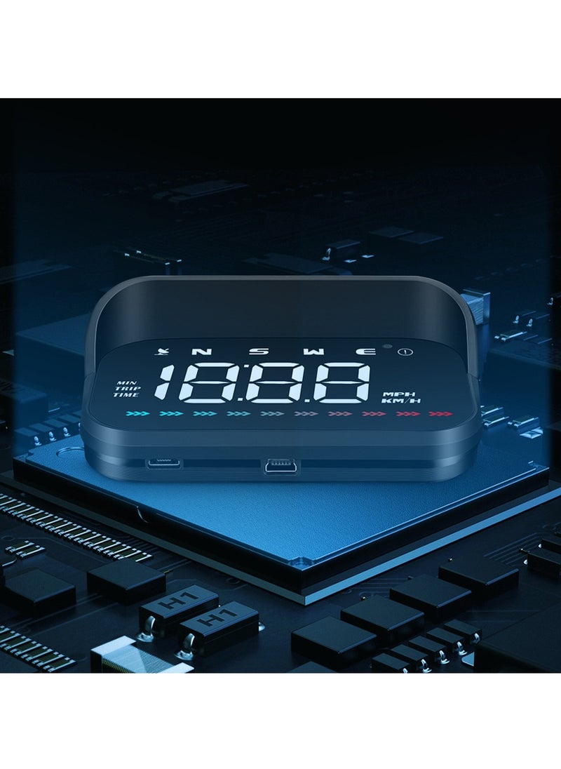 فورتي - شاشة عرض رأسية للسيارة الذكية، عداد السرعة الرقمي HUD GPS لشاشة السيارة LCD عداد السرعة السرعة المرهقة تنبيه الغوص بوصلة إنذار للسرعة الزائدة لجميع المركبات، مقياس إمالة مستوى ميل السيارة - Image 1