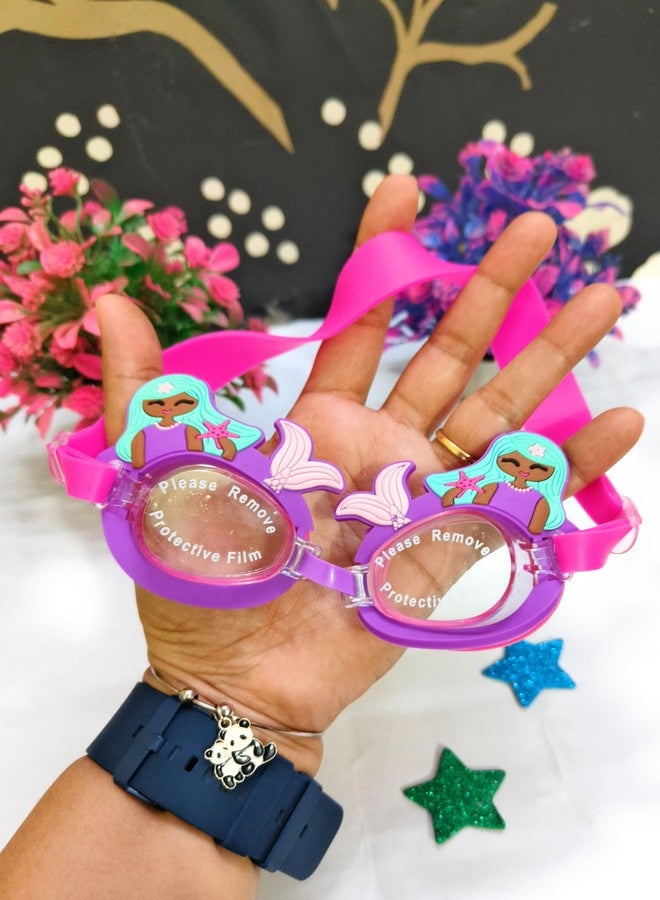 CLICKETY CLACK™ Kids Swimming Goggles Animal Cartoon Design/Birthay Summer theme water resistant, anti fog cute adjustable size googles for kids age 3-14 (pack -1) (Mermaid Pink) - Image 2