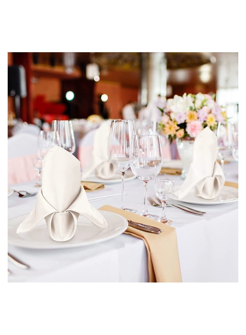 Elegant Satin Dinner Napkins, 10 Pcs 17x17" Soft Square Table Napkins for Weddings and Parties, Washable Smooth Fabric in Ivory Color - Image 5