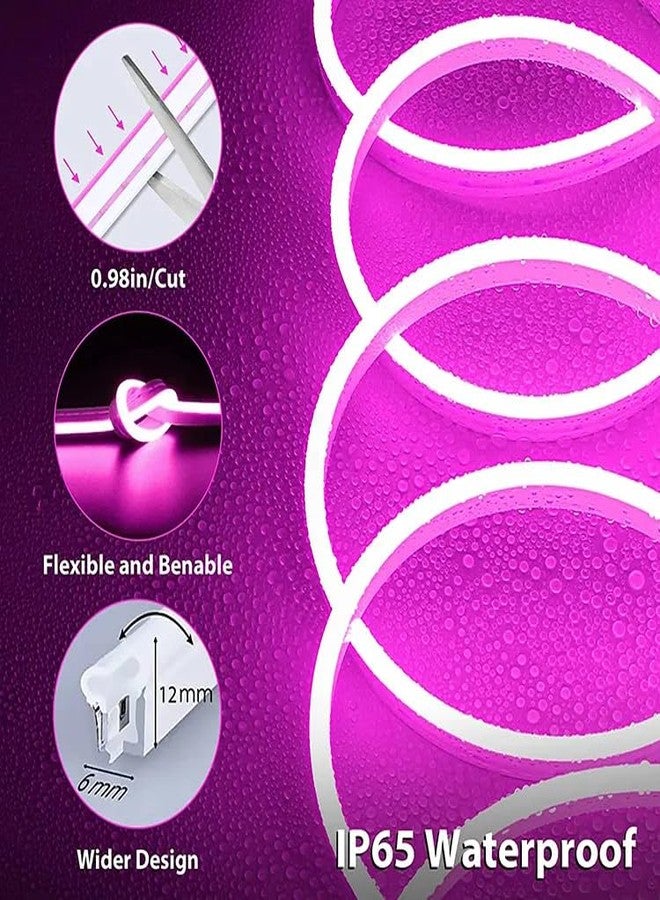 ATULUX 16.4 Ft Neon LED Strip Light with 12V Adapter, IP65 Waterproof Silicone Flexible Rope Light for Indoor and Outdoor Home Decor, Pink - Image 2