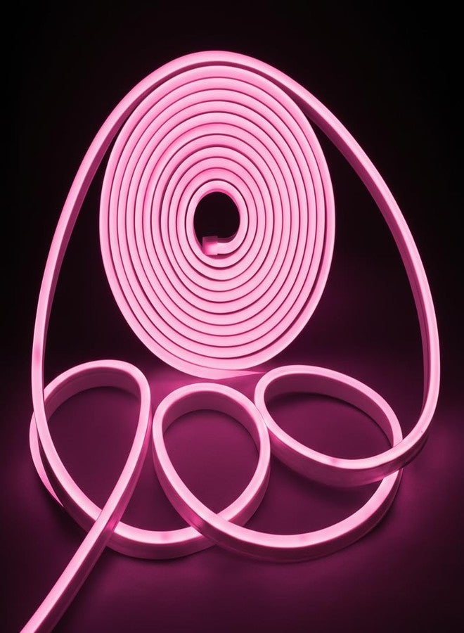 ATULUX 16.4 Ft Neon LED Strip Light with 12V Adapter, IP65 Waterproof Silicone Flexible Rope Light for Indoor and Outdoor Home Decor, Pink - Image 1