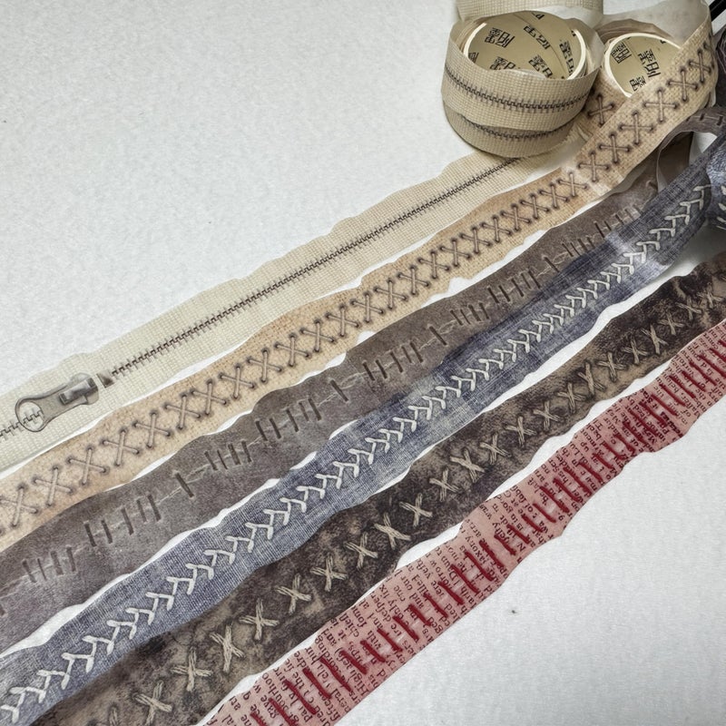 MOLNESO 6 Rolls Sewing Theme Washi Tape Set Vintage Fabric Texture Style Decorative Masking Tape with Torn Edges for Journals Scrapbooking Junk Journal DIY Crafts 079656ft Each - Image 3