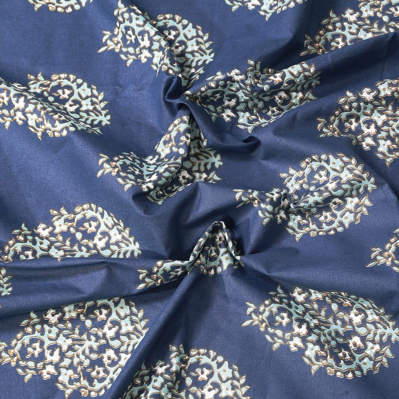 Go Texstylers Cotton Rectangular Pack of 1 Navy Blue Floral 6 Seater Table Cloth Cover  - Image 3