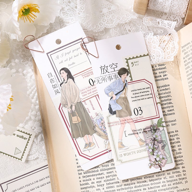 Ancient Rhyme Blank Record Non-Sticky Note Paper Retro Border Message Note Book Stamp Border Hand Account Decoration Material - Image 5