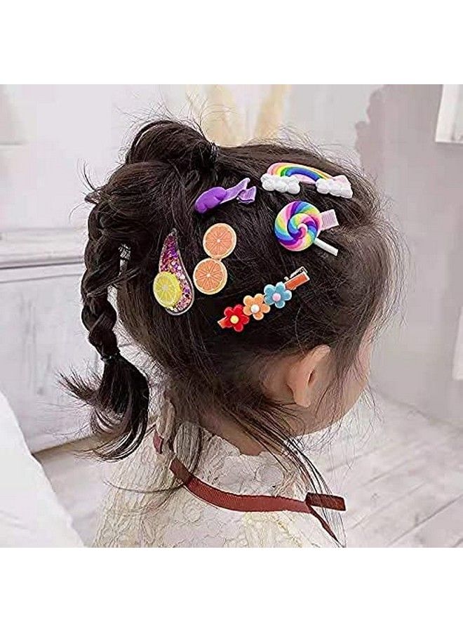 Vinayakart 14 Pcs Multi Combo Hair Clips For Kids Cute Characters Pretty Snap Pink Hairpins Hair Accessories For Small Girls Kids (Pink) - Image 5