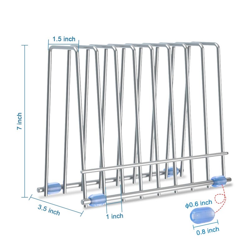 IDEATECH Bags Rack, Drying Rack for Bags, Stainless Stand, File Organizer Desktop Storage Book Shelf, Kitchen Storage & Organization (Silver) - Image 5
