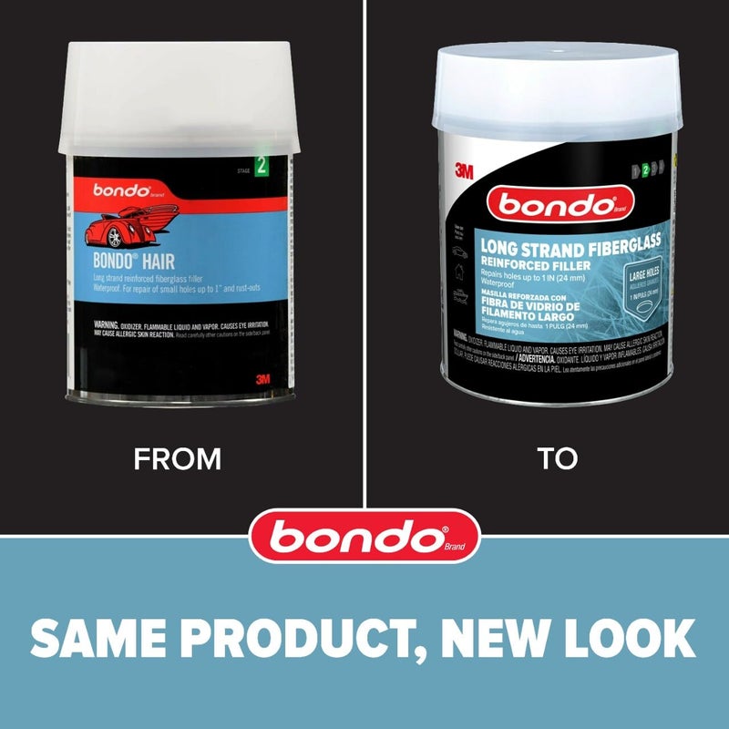 3M Bondo Bondo-Hair Long Strand Fiberglass Reinforced Filler, 00762, 1 Quart - Image 2