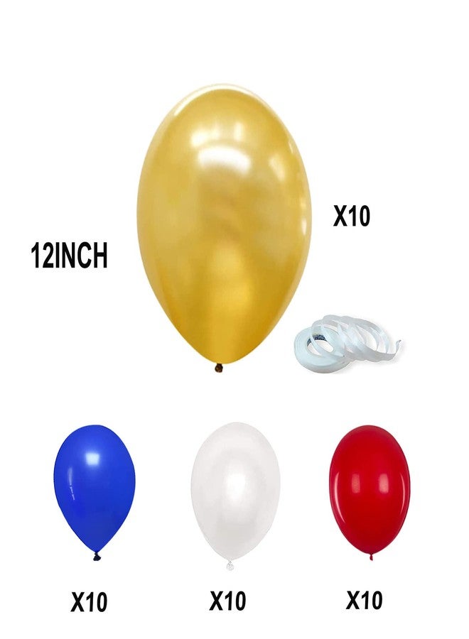 IGUO Red Blue Gold Balloons,Pack of 40pcs Comics Anime Super Hero Theme Latex Ballloons 12 inch Great for Patriotic Anniversary Birthdays Weddings Bridal Party Decorations - Image 3