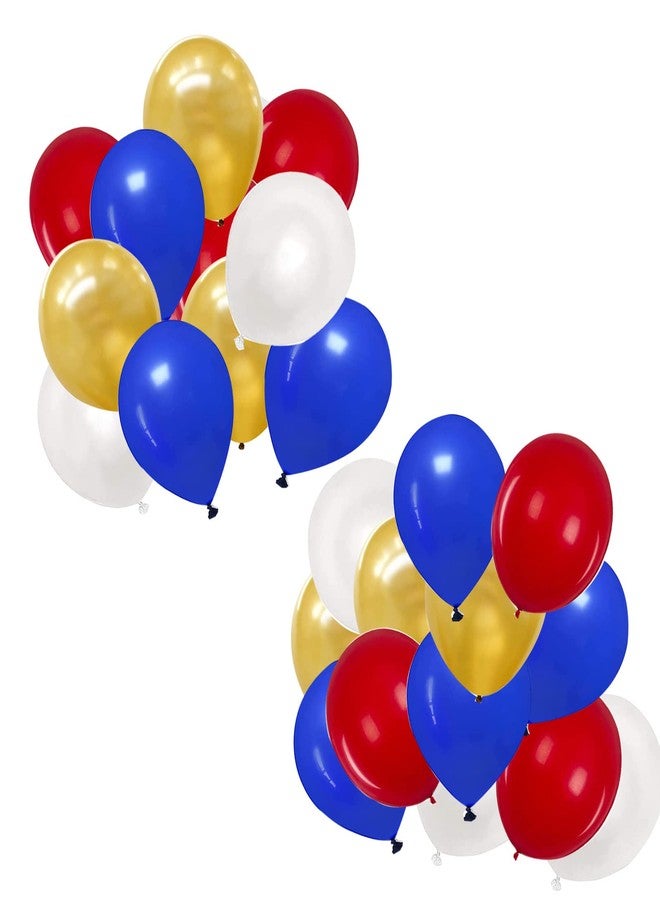 IGUO Red Blue Gold Balloons,Pack of 40pcs Comics Anime Super Hero Theme Latex Ballloons 12 inch Great for Patriotic Anniversary Birthdays Weddings Bridal Party Decorations - Image 2