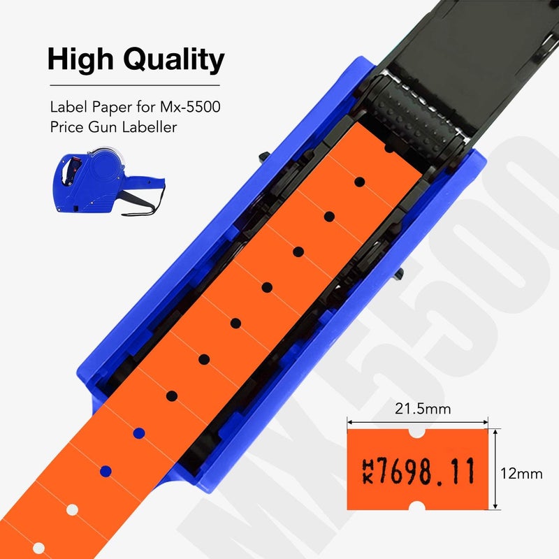 Hatisan 30 Rolls 15000 Price Gun Labels for Mx-5500 White Price Marker Stickers, Super Sticky Label Paper Tag Labels (Orange) - Image 3