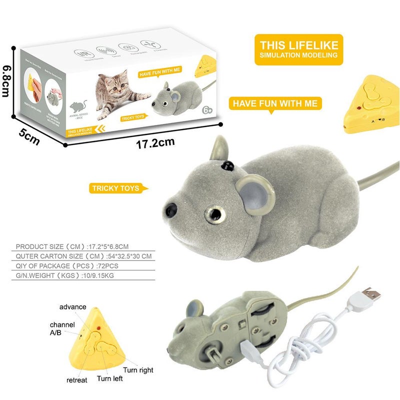 Cat-themed four-way remote-controlled flocked simulated infrared electric pet toy mouse - Image 4