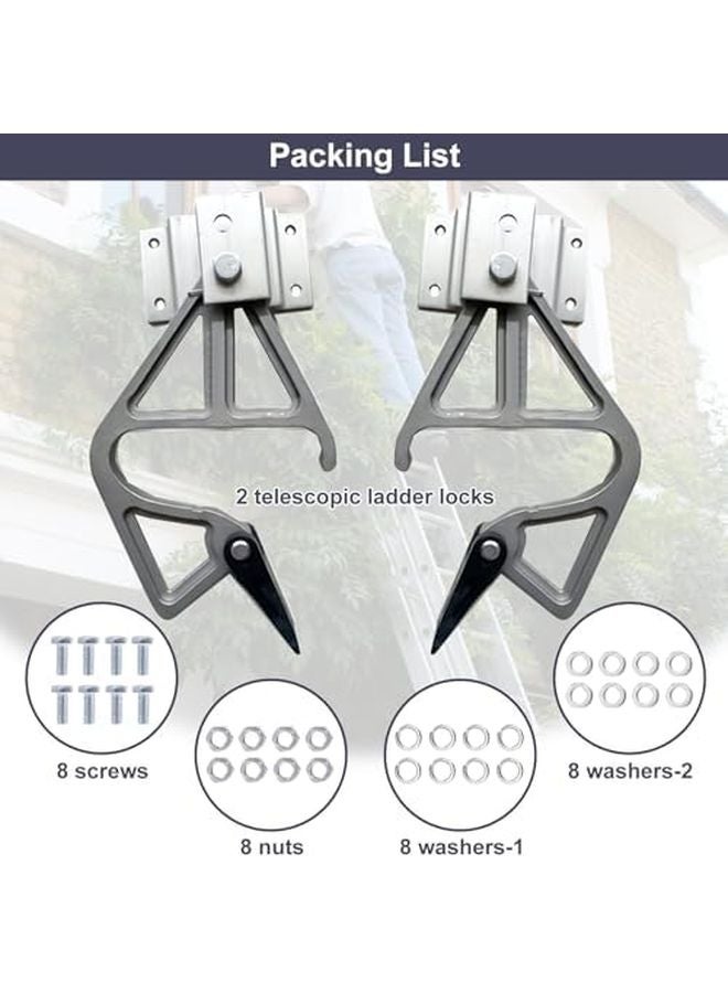 2Pcs Aluminum Ladder Lock Kit For 28 11 Rung Extension Ladder Accessories - Image 4