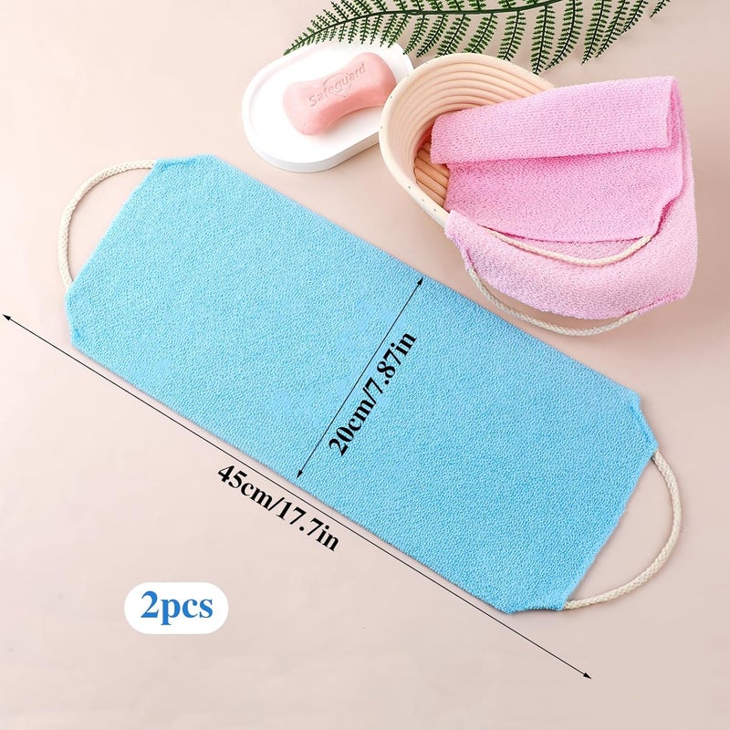 WY LIGHTING LEVEL 2Pcs Back Scrubber Body Bath Pull Strap Scrubber with Handles Nylon Exfoliating Washcloth Extended Length Washers Stretchable Shower Scrubber for Face Back Cleans Skin Massages Women Men - Image 2