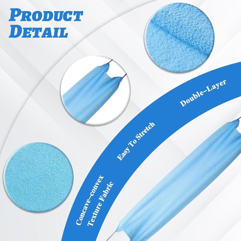 WY LIGHTING LEVEL 2Pcs Back Scrubber Body Bath Pull Strap Scrubber with Handles Nylon Exfoliating Washcloth Extended Length Washers Stretchable Shower Scrubber for Face Back Cleans Skin Massages Women Men - Image 3