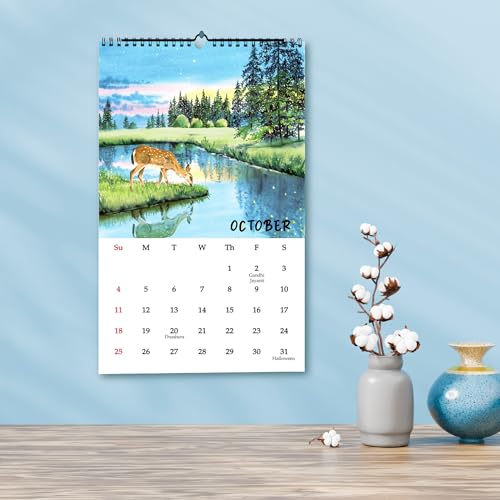 Anujarusiya Calendar 2026-2027 Wall Hanging | 11”X 17.5”| Wilderness Nature Watercolors Paintings Printed on 300 GSM Paper | Notes, Scheduling and Planning | Office and Home - Image 4