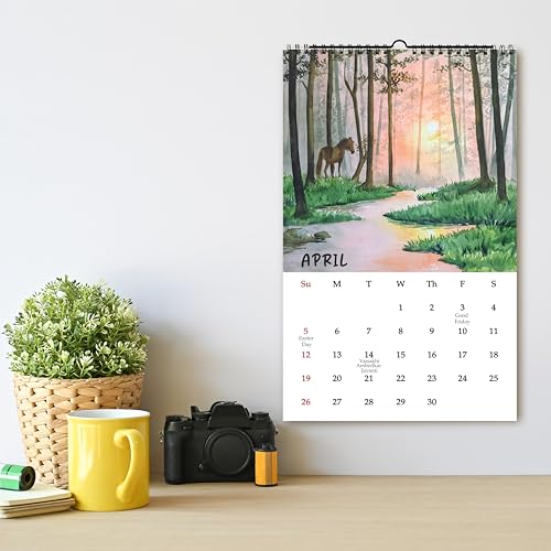 Anujarusiya Calendar 2026-2027 Wall Hanging | 11”X 17.5”| Wilderness Nature Watercolors Paintings Printed on 300 GSM Paper | Notes, Scheduling and Planning | Office and Home - Image 2