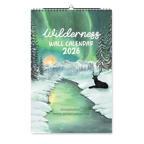 Anujarusiya Calendar 2026-2027 Wall Hanging | 11”X 17.5”| Wilderness Nature Watercolors Paintings Printed on 300 GSM Paper | Notes, Scheduling and Planning | Office and Home - Image 1