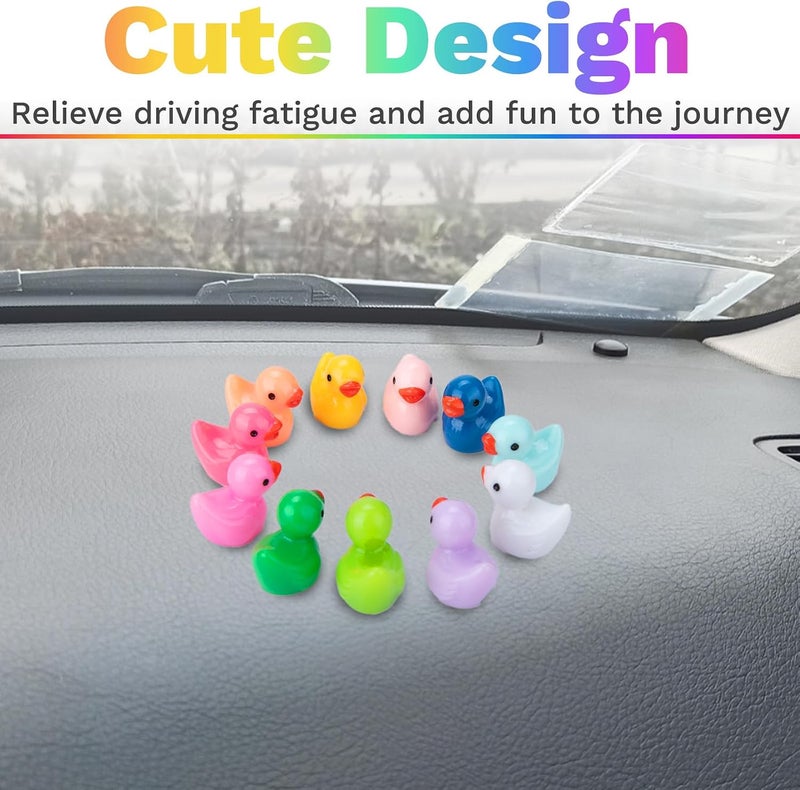 ecocstm 11 PCS Cute Duck Dashboard Decorations, Solid Color Duck Car Accessories, Rearview Mirror Adhesive Ornaments, Fun Duck Car Interior Decor, Car Decorations Interior - Image 4