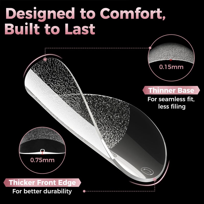 Luckyfairy Extra Short Almond Nail Tips, 240pcs Soft Gel Pre-Shaped Acrylic Fake Nails, Half Matte Full Cover Clear Gelly Press on Flase Nail Tips for Extension Nail Manicure Home DIY 12 Sizes - Image 5