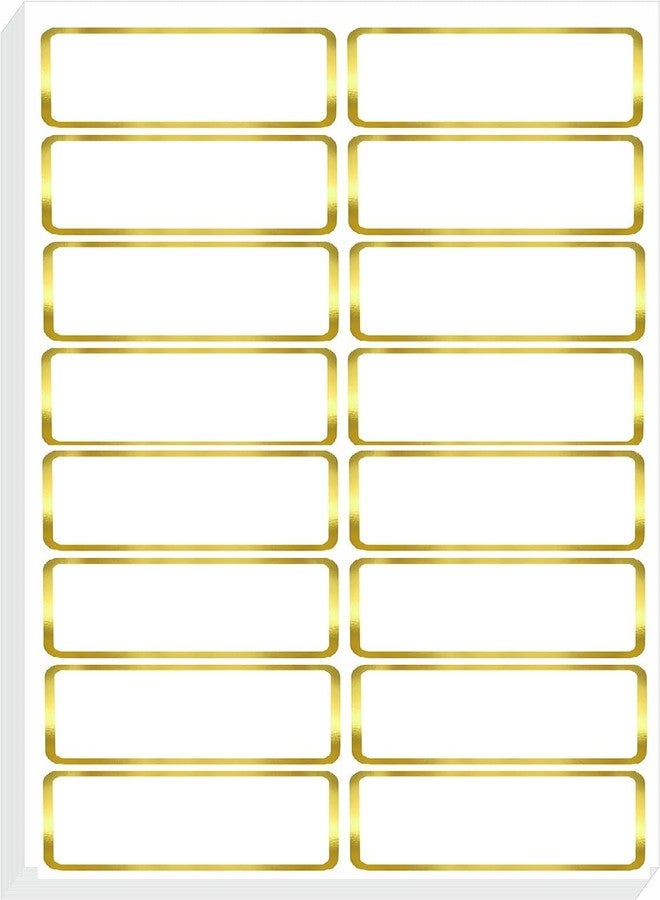 True-Ally 200 PCS Gold Metallic Name Labels, Blank Name Tag Stickers with Permanent Adhesive Writable Stickers with Metallic Gold Border for School Office Home (200) - Image 1