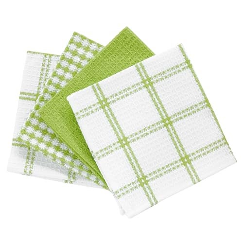 T-fal TFal Premium Waffle Dish Cloths Highly Absorbent Super Soft Long Lasting 100 Cotton 12x13 Towel for Cleaning Drying 4Pack Green - Image 3