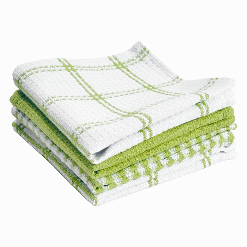 T-fal TFal Premium Waffle Dish Cloths Highly Absorbent Super Soft Long Lasting 100 Cotton 12x13 Towel for Cleaning Drying 4Pack Green - Image 2