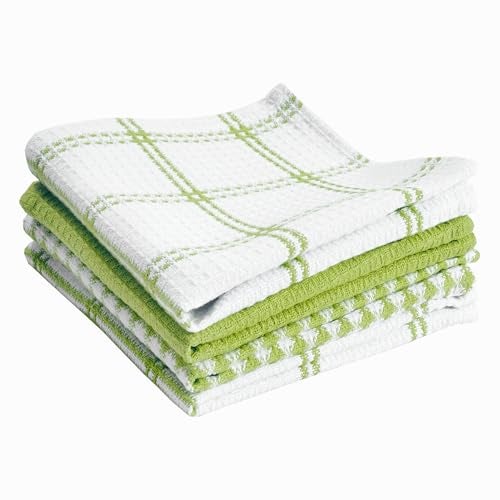 T-fal TFal Premium Waffle Dish Cloths Highly Absorbent Super Soft Long Lasting 100 Cotton 12x13 Towel for Cleaning Drying 4Pack Green - Image 1
