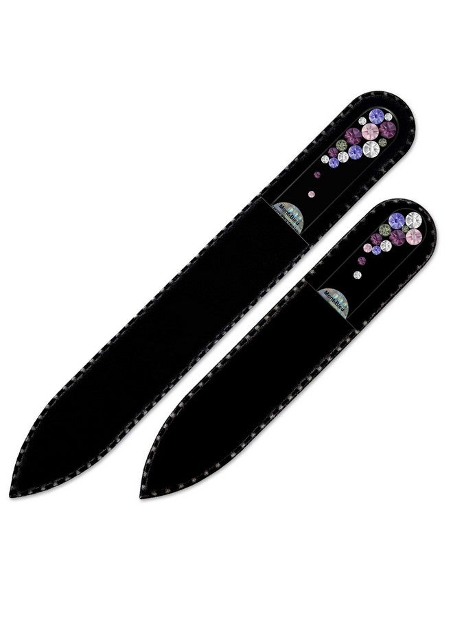 مونت بلو مجموعة ممتازة من مبردات أظافر من الكريستال مزينة يدويًا بالكريستالات - في غلاف مخملي أسود - زجاج مقسّى تشيكي أصلي - أفضل مجموعة مبردات أظافر زجاجية للأظافر الطبيعية - Image 4