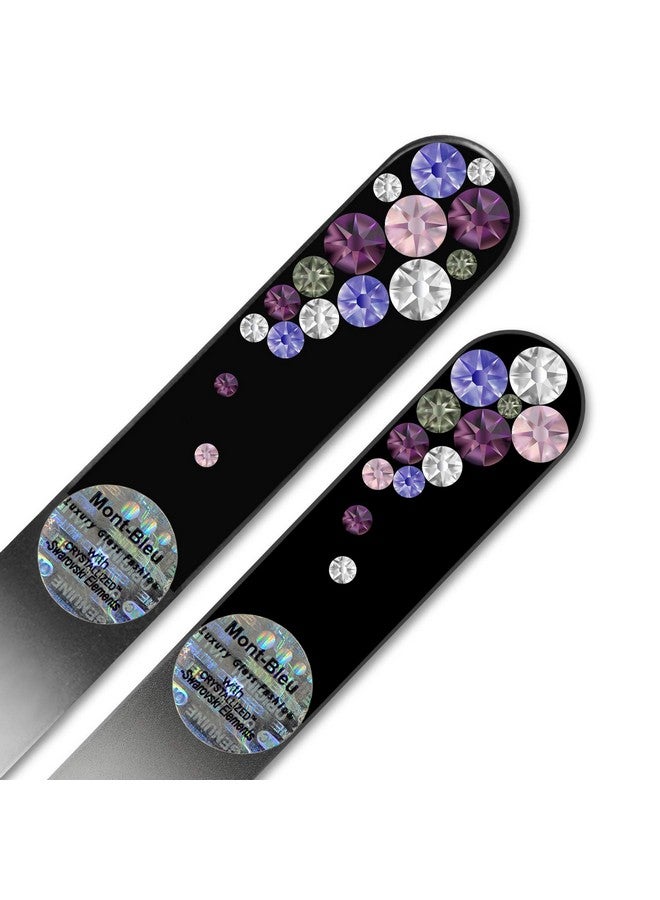 مونت بلو مجموعة ممتازة من مبردات أظافر من الكريستال مزينة يدويًا بالكريستالات - في غلاف مخملي أسود - زجاج مقسّى تشيكي أصلي - أفضل مجموعة مبردات أظافر زجاجية للأظافر الطبيعية - Image 5
