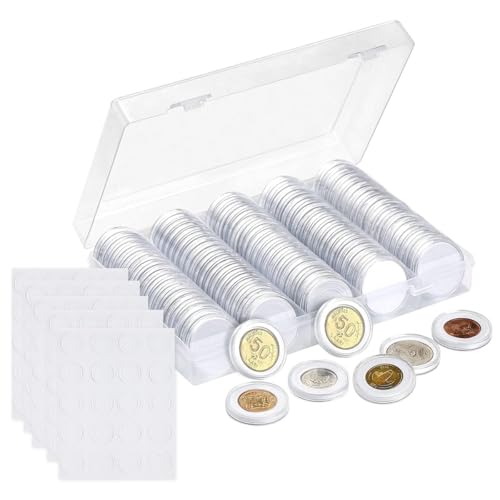 OFIFO® Coin Box Collectable Coin Storage Box Clear Coin Holder Organzier Max 100Pcs Capacity, Compatible with 17-30mm Dia Coins Trade Tokens Coins - Image 1