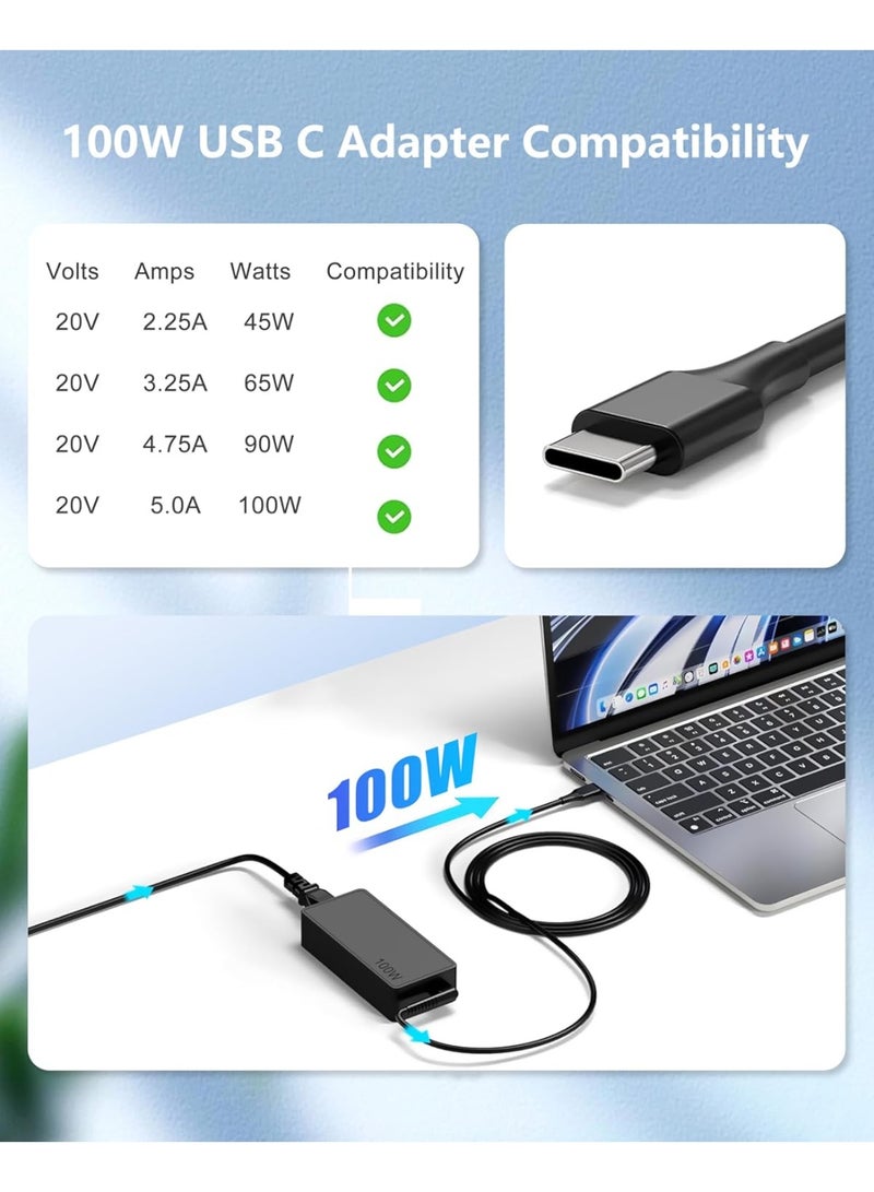 Terabyte 100W 90W USB C Laptop Charger for Lenovo ASUS HP Acer MacBook Pro/Air Dell MSI Computer Tablet Adapters Compatible with 90W 65W 45W PD3.0 Type C Power Cord - Image 2