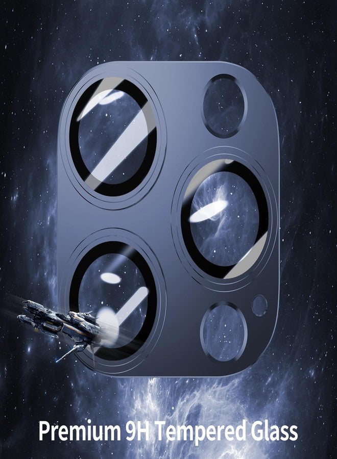 KISMER 2 Packs Camera Lens Protector for iPhone 13 Pro Max/Pro 9H Tempered Glass Camera Cover Lens Aluminum Alloy Metal matte Case, Scratch Resistant Case Friendly (Blue) - Image 2
