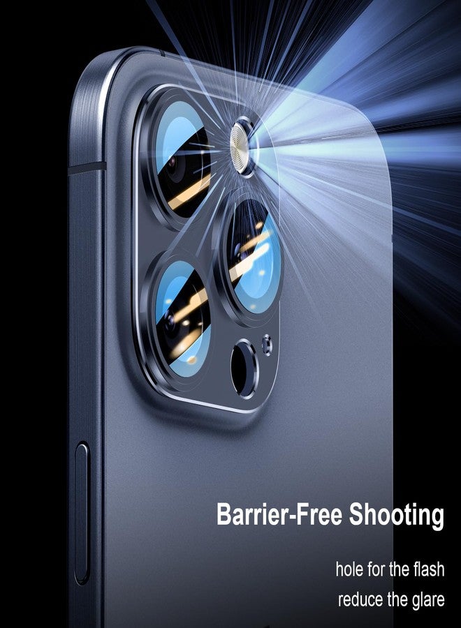 KISMER 2 Packs Camera Lens Protector for iPhone 13 Pro Max/Pro 9H Tempered Glass Camera Cover Lens Aluminum Alloy Metal matte Case, Scratch Resistant Case Friendly (Blue) - Image 3