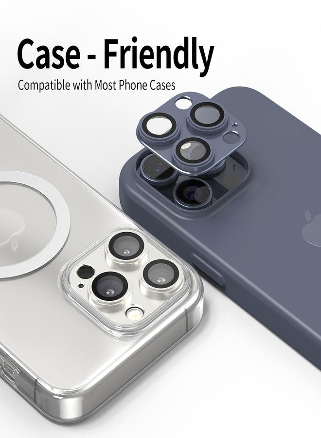 KISMER 2 Packs Camera Lens Protector for iPhone 13 Pro Max/Pro 9H Tempered Glass Camera Cover Lens Aluminum Alloy Metal matte Case, Scratch Resistant Case Friendly (Blue) - Image 4