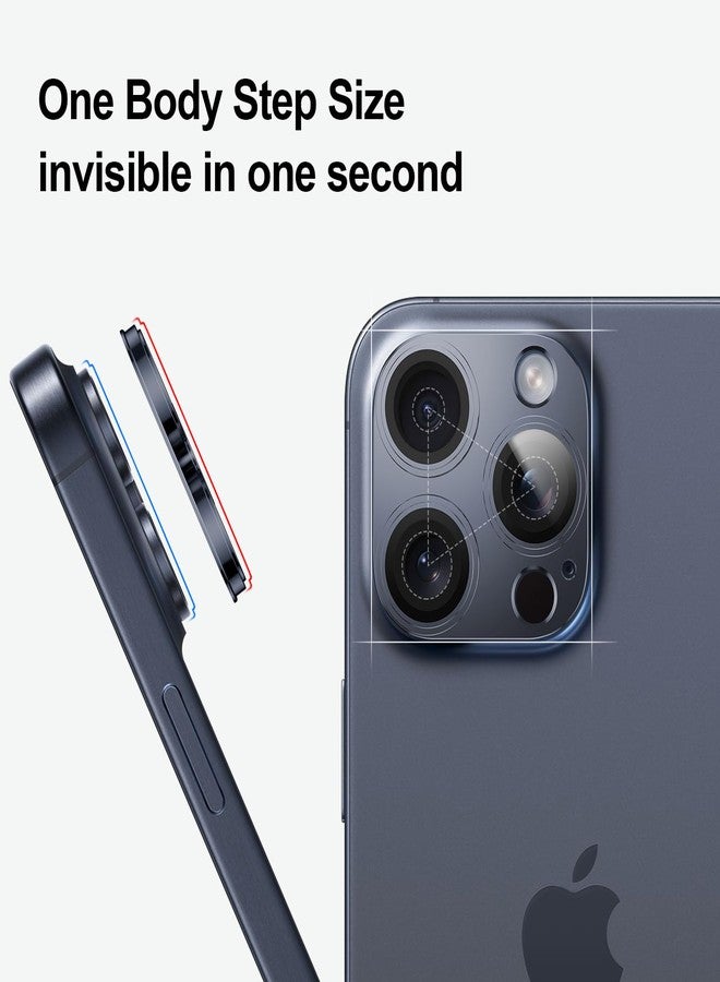 KISMER 2 Packs Camera Lens Protector for iPhone 13 Pro Max/Pro 9H Tempered Glass Camera Cover Lens Aluminum Alloy Metal matte Case, Scratch Resistant Case Friendly (Blue) - Image 5