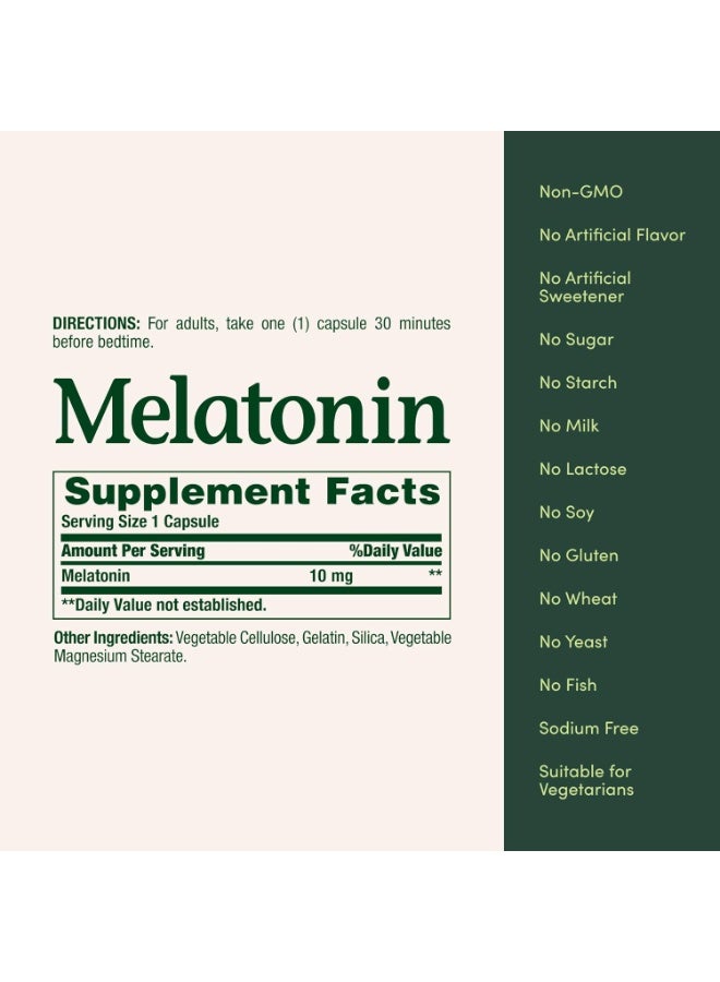 NATURE'S BOUNTY Melatonin, 100% Drug-Free Sleep Aid, Dietary Supplement, 10 mg, 60 Count - Image 1
