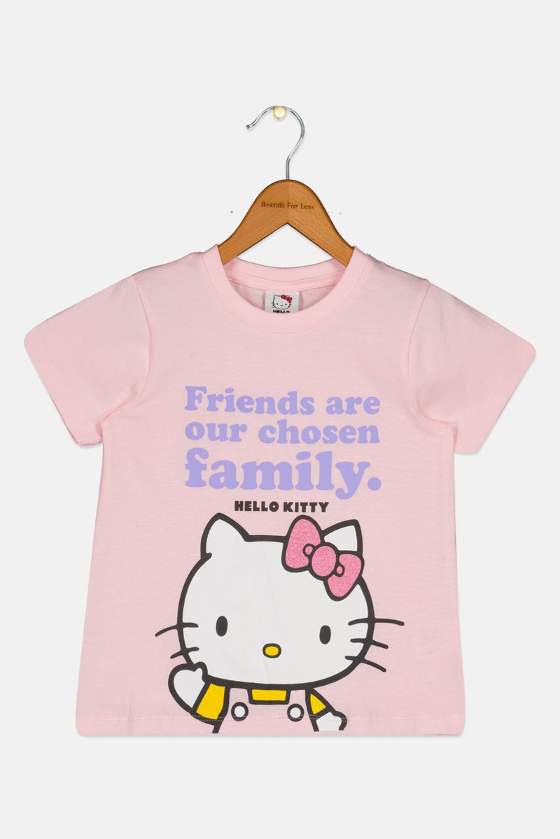 Hello Kitty Kids Girl Crew Neck Short Sleeve Graphic Print T-Shirt, Pink - Image 2